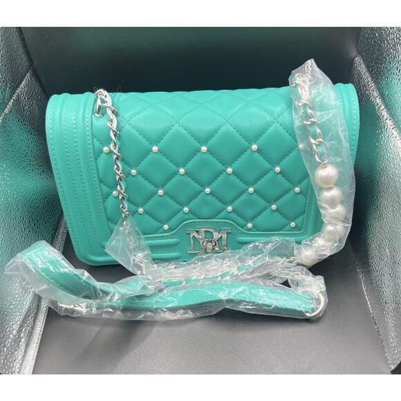 Badgley Mischka Handbags - Badgley Mischka Quilted Bombe Pearl Crossbody Vegan Leather In Mint NWT